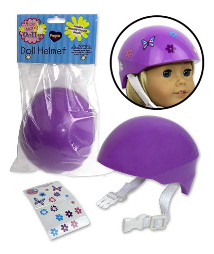 Casco De Bicicleta Morado Para American Girl Y Muñecas...