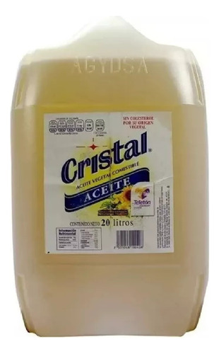 Aceite Cristal Vegetal 20lt Altas Temperaturas