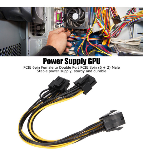 Cable De Alimentación Pcie Hembra De 6 Pines A 2 Gpu Pcie De