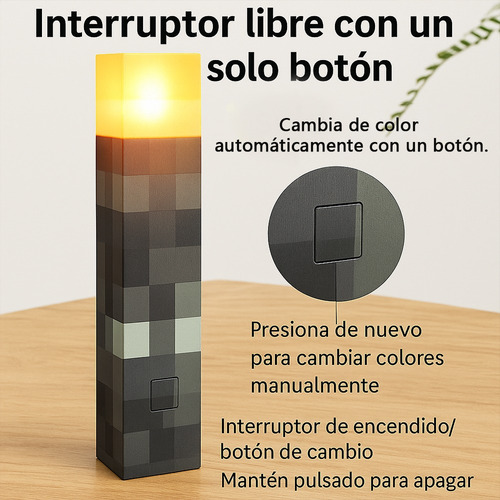 Lámpara Antorcha Minecraft Brownstone Luz Nocturna Led De S