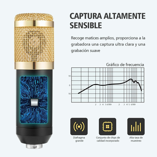 Kit De Micrófono Cardioide Condensador Bm 800 Profesional Color Amarillo