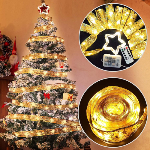 Luz Cinta Navidad Led Cadena Hada Topper Arbol 20 Pie