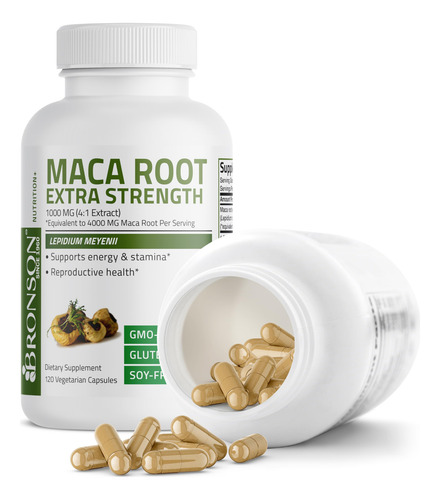 Suplemento Bronson Maca Root Extra Lepidium Meyenii 120 Cáps