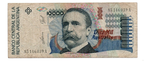 Billete Argentina 10000 Australes Bottero 2879 Serie A