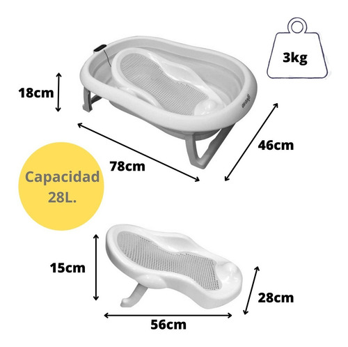 Imagen 7 de 8 de Bañera Para Bebe Tatetí Plegable Con Soporte Reductor Azul
