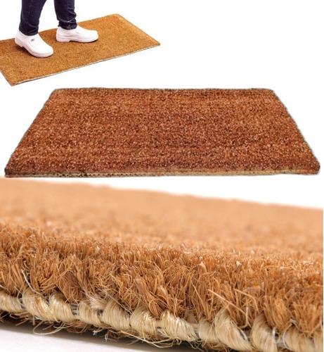 2 Tapete Capacho Fibra De Coco Para Porta De Casa Sala 60x30 Desenho Do Tecido Marrrom Higiênico