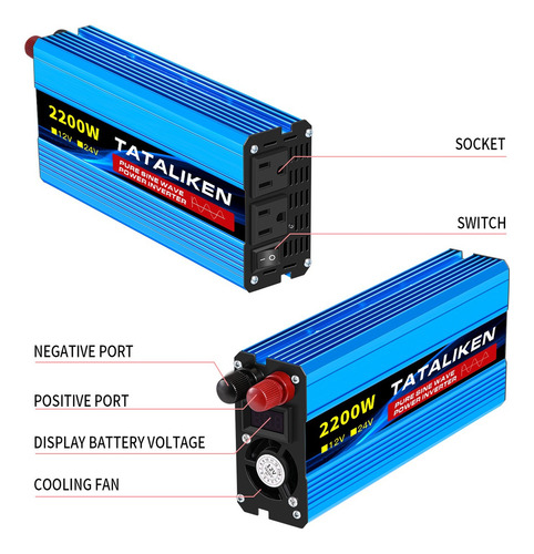 Tataliken Inversor De Onda Sinusoidal Pura 12v/110v 2200w Para Coches