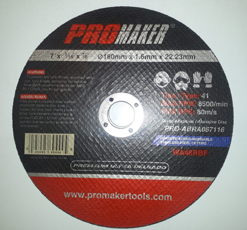 Discos De Corte Extrafino Promaker 7 X 1/16 X 7/8  