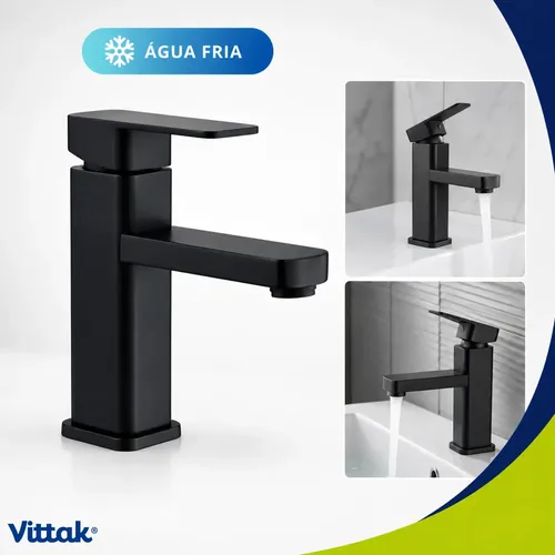 Vittak Torneira Para Banheiro Preto Fosco Água Fria Abs Com Arejador Instalação Em Bancada Fácil Limpeza E Alta Durabilidade