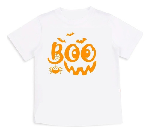 Polera Estampada Boo Sonrisa Halloween Divertido Niño Niña