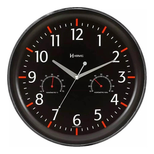 Relógio Parede Herweg 35cm Termômetro Higrômetro 6837 029