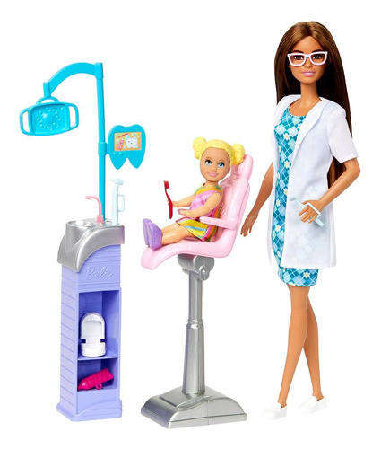 Profesiones de dentista de Barbie con vestido - Mattel