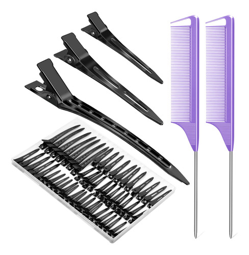 70 Pinzas Para El Cabello De Metal Negro Para Peinar Seccion