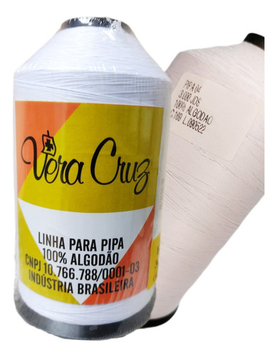 Linha De Pipa Vera Cruz 100% Algodão 3000 Jardas Fio 4 Forte Cor Branco