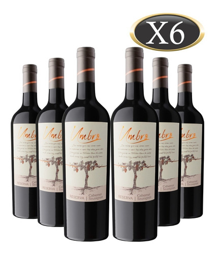 Imagen 1 de 7 de Vino Cabernet Sauvignon Reserva Umbro X 6 Botellas De 750 Ml