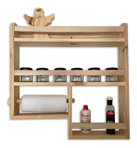 Especieros Cocina Organizadores Madera Pino Estantes Deco - $ 2.895  Muebles  de cocina de madera, Repisas de cocina, Estantes de palets