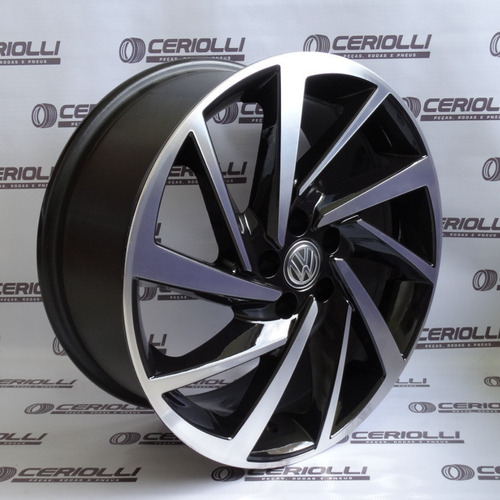Jogo De Rodas Vw Polo Saveiro Gol 2018 Aro 17 + Bicos Cor Preto Diamantado