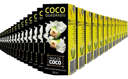 Caixa C/27un Água De Coco Quadrado Caixinha De 200ml