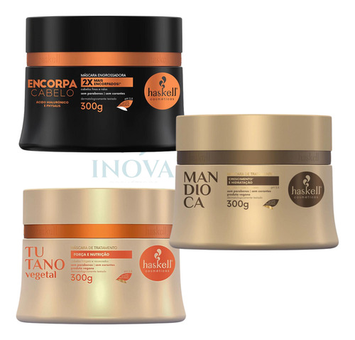 Kit Haskell Máscaras Encorpa - Mandioca -tutano Vegetal 300g