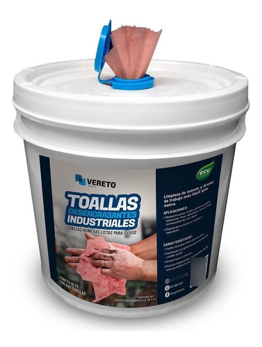 Toallitas Desengrasantes Vereto Wipes [cubeta Con 900 Hojas]