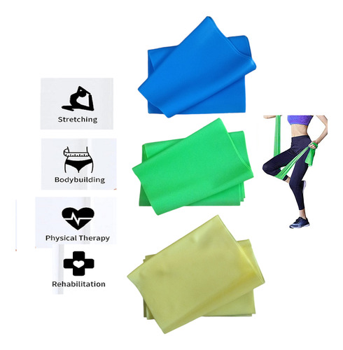 Set 3 Bandas Ligas Elásticas Abiertas Ejercicios Pilates