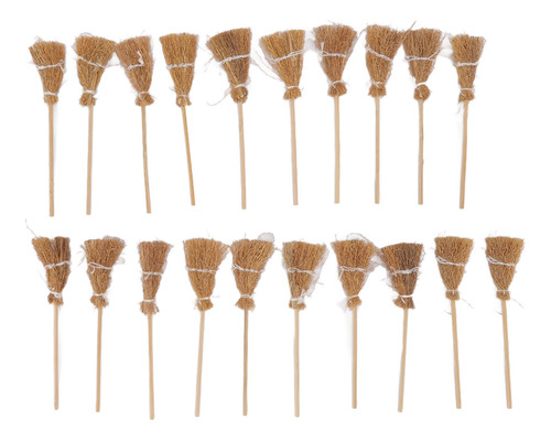 Set De 20 Mini Escobas Decorativas Estilo Bruja Con Cuerda