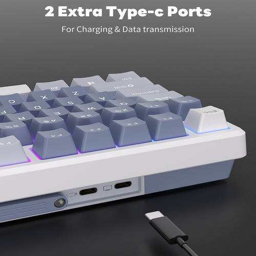 Teclado Mecânico Rk Royal Kludge M75 Azul Oceano Prateado Rá