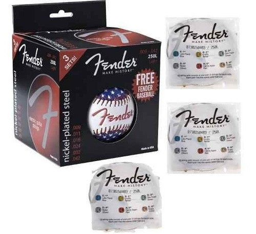 3 Encordados Fender 009 + Pelota Baseball Electrica 250 L