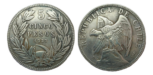 Moneda 5 Pesos Chile 1927 Reproducción, Colección