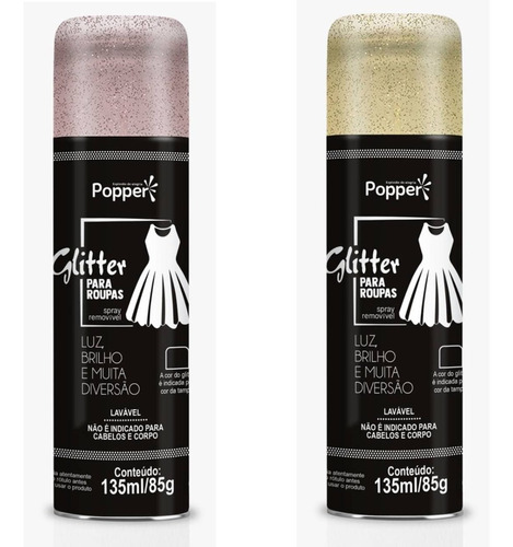 2 Unidades - Sprays Glitters Rose Gold E Dourado Para Roupa 