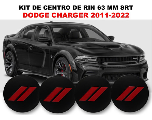 Kit De 4 Centros De Rin Charger Srt 2011-2022 63 Mm C/rojo