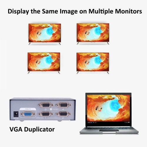Dtech Ed 4 Port Vga Splitter Box Duplicador De Distrib...