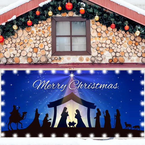 Preboun Cartel De Navidad Religiosa Para Puerta De Garaje Co