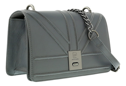 Bolso De Hombro Estampado Grande De Piel Gris Pierre Para