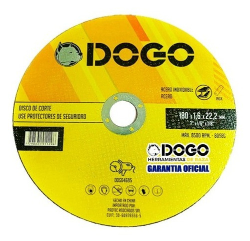 Disco De Corte Amoladora 180 X 1,6 7 Pulgadas Acero Dogo