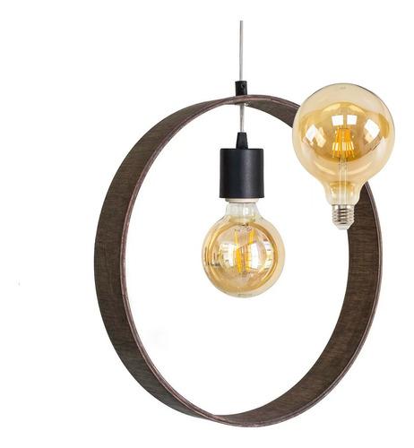 Lampara Colgante Para Techo De Madera Circulo E27 35cm + Led