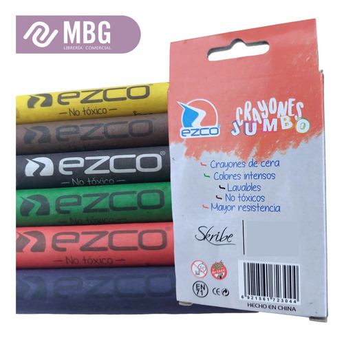 Imagen 4 de 7 de Crayones De Cera Jumbo X 6 Colores Ezco
