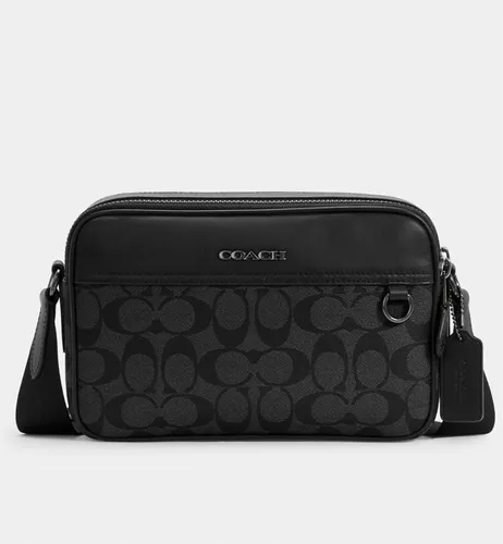 Sobaquera Crossbody Coach Caballero Negra Monogram Genuina Env o