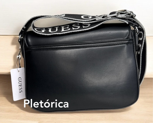 Bolsa Guess Para Dama Color Negro (original) Negro Lisa Níquel Negro/blanco