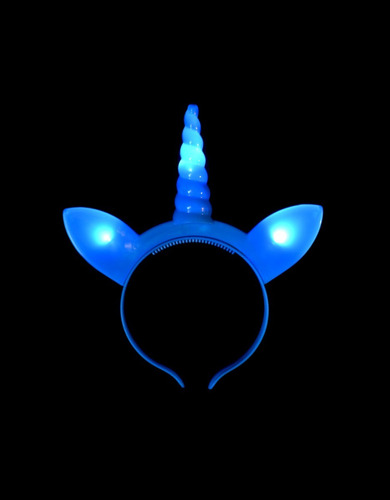 Imagen 2 de 5 de Vincha Unicornio Orejitas Led Cotillon Luminoso Colores X 5