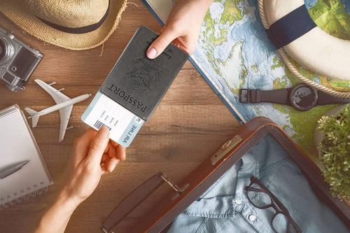 Porta Pasaporte Y Carnet De Vacunacion Kaoban Gris Oscuro