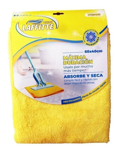 Imagen 3 de 5 de Pack X2 Paño Microfibra De Pisos 60x40 Cm Laffitte Aj27h