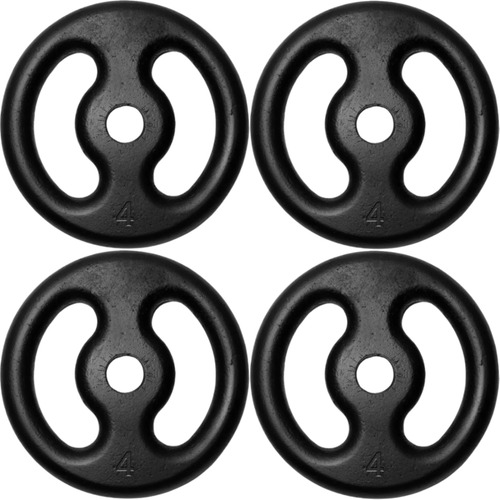 Kit Anilha Pintada 4x4kg Peso De Academia P/halter E Barra Cor Preto