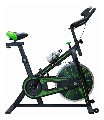 Bicicleta Spinning 10kg Centurfit Ajustable Cardio Fitness Color Negro/Verde