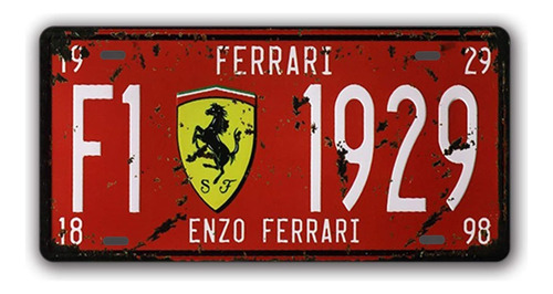 Cartel Chapa Vintage Patente Replica Ferrari Apto Exterior