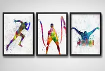 Comprar Set 3 Cuadros Carrera Crossfit Natacion Pop Art Brs2 Fitness