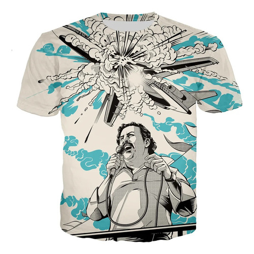 Camiseta 3d Del Narcotraficante De Manga Corta Pablo Escobar