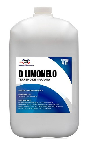 D Limonelo  4 Lts (terpeno De Narajanja) Producto Ecológico 