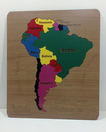 Quebra Cabeça Educativo Mapa America Do Sul Mdf