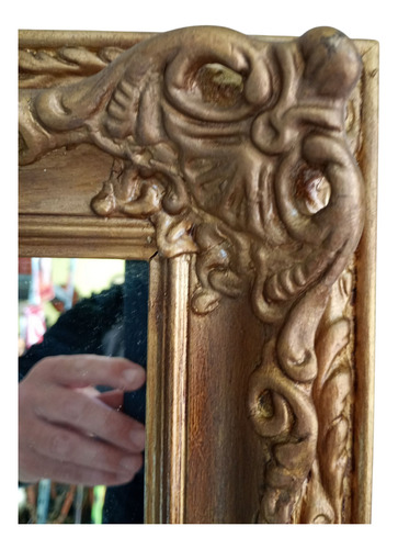 Espejo De Pared Estilo Francés Dorado Oscuro (Usado)